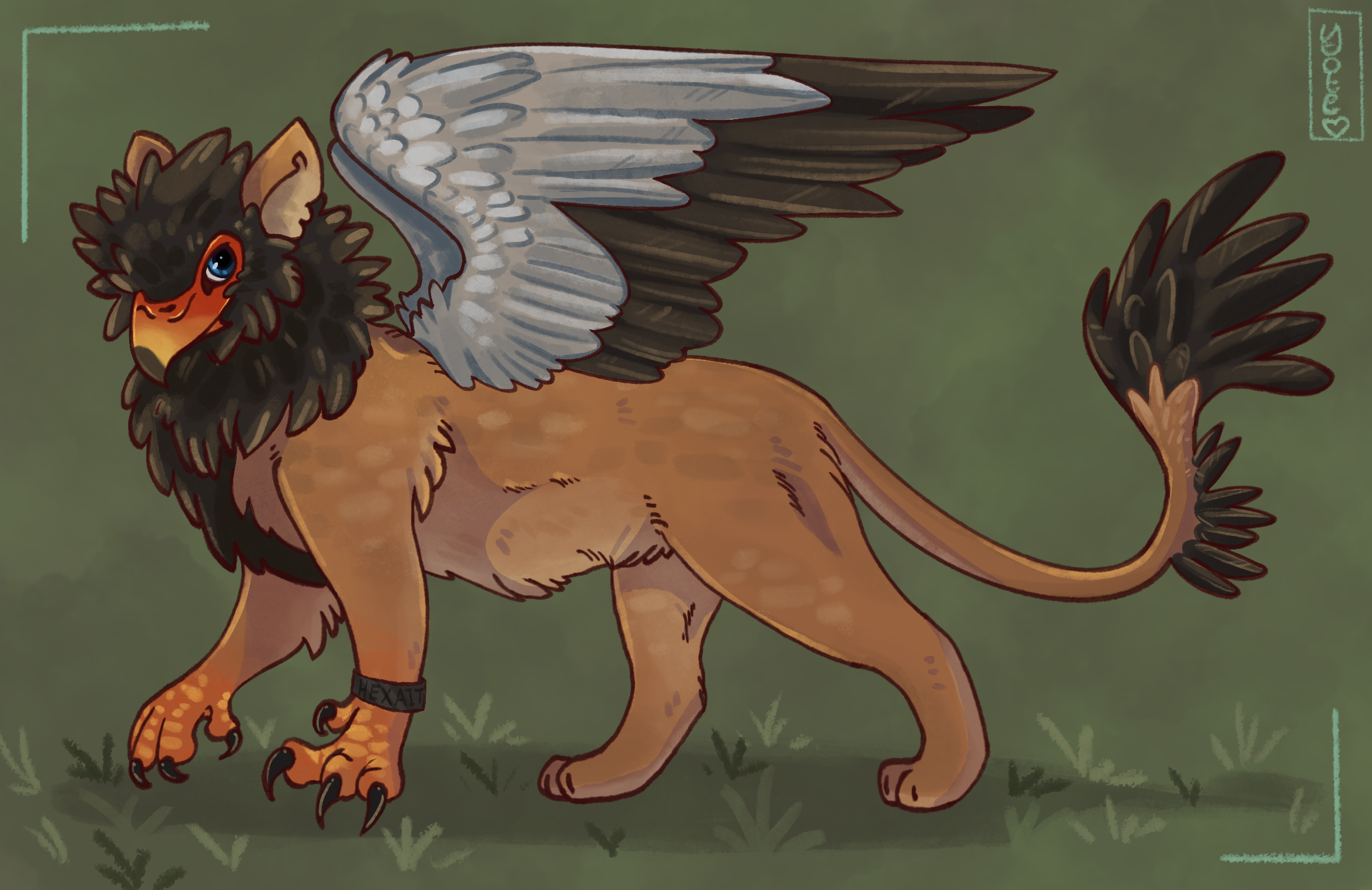 An image of a gryphon based on a bateleur eagle combined with a lion.